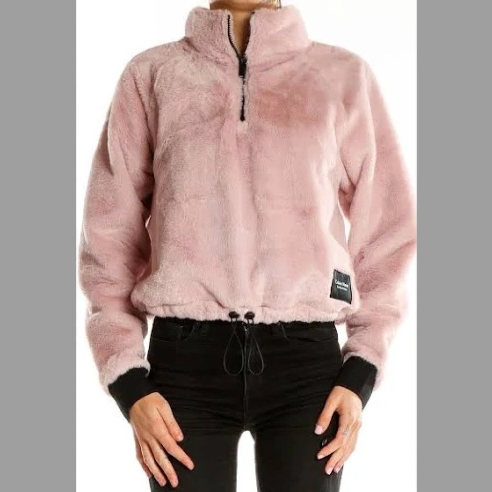 NWOT Calvin Klein Performance Fleece 1/4 Zip Cropped Sweatshirt